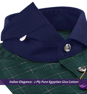 Maribo- Seaweed Green & Beige Check- Navy Collar