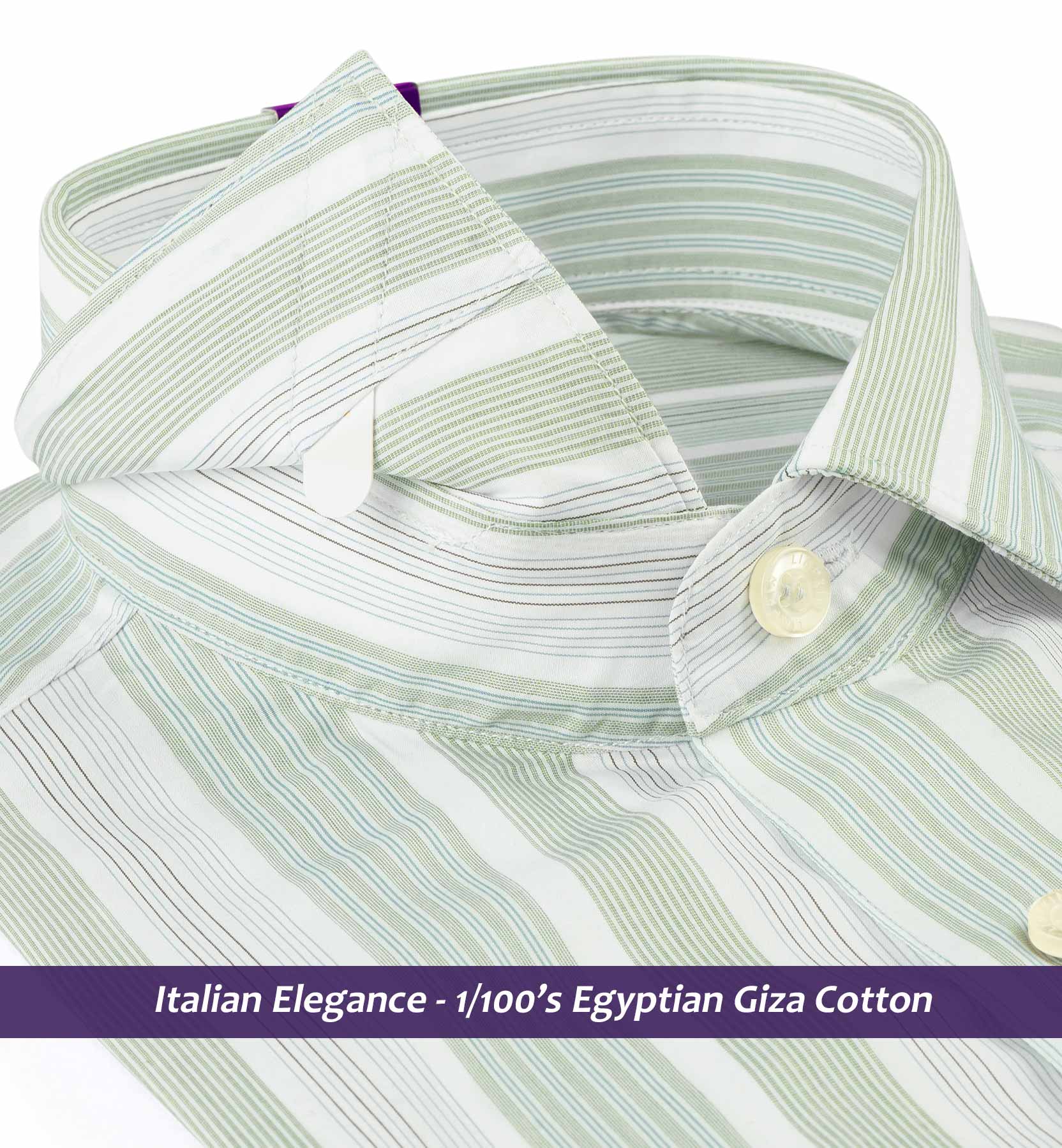 Finsbury- Jade Green & Blue Stripe- 1/100 Egyptian Giza Cotton