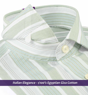 Finsbury- Jade Green & Blue Stripe- 1/100 Egyptian Giza Cotton