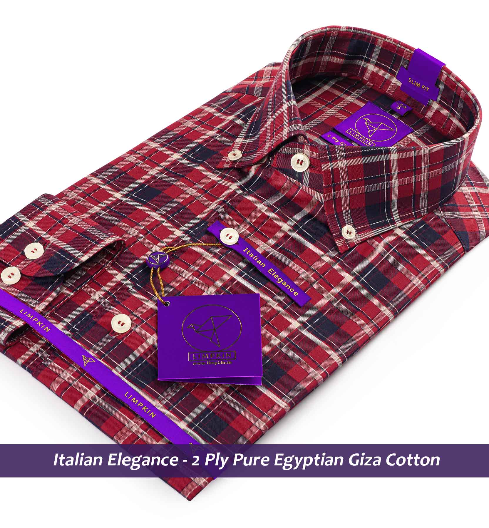 Brooklyn- Navy & Burgundy Check- Button Down