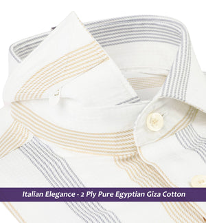 Leicester- Golden Beige & Flint Grey Stripe