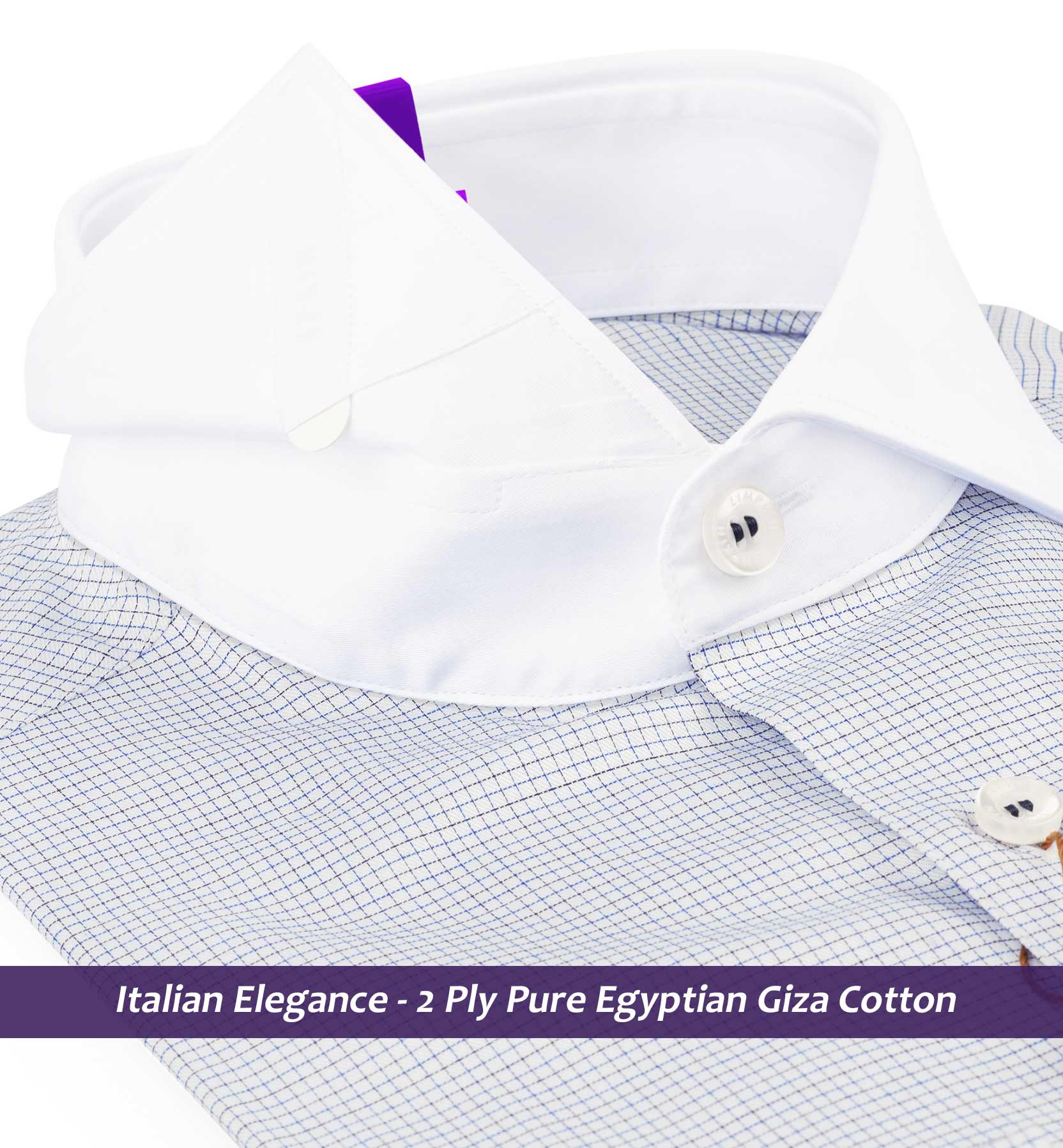 Montford- Navy & White Pin Check- White Collar