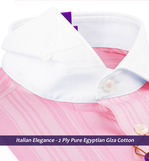 Oklahoma- Flamingo Pink Stripe- White Collar