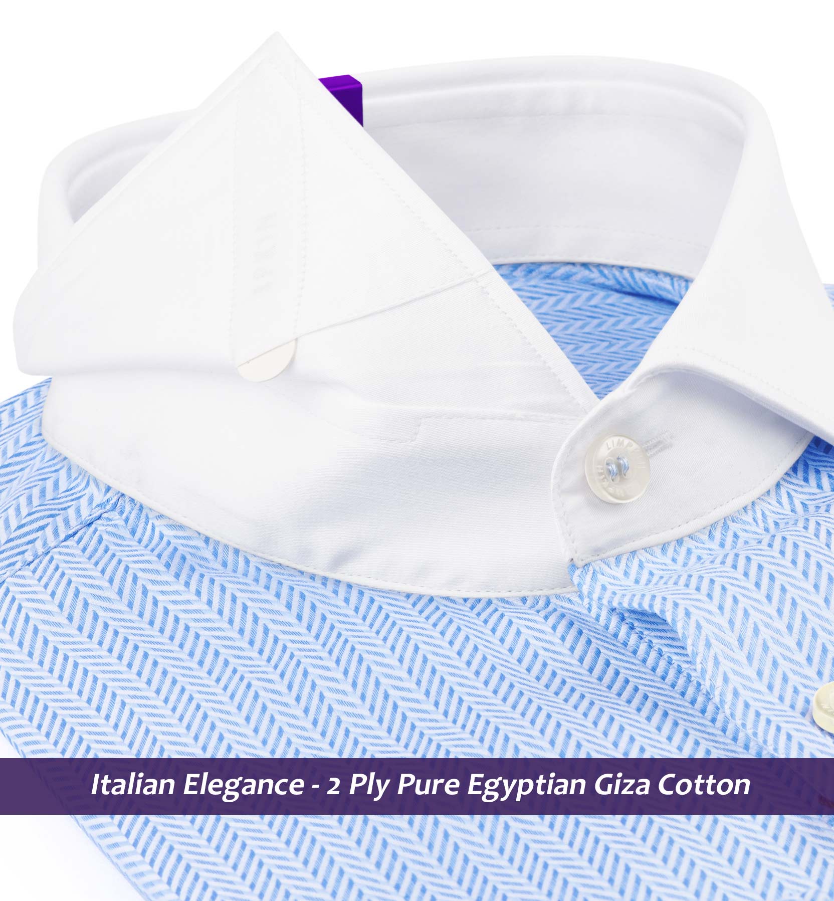 Morrison- Azure Blue & White Stripe- White Collar