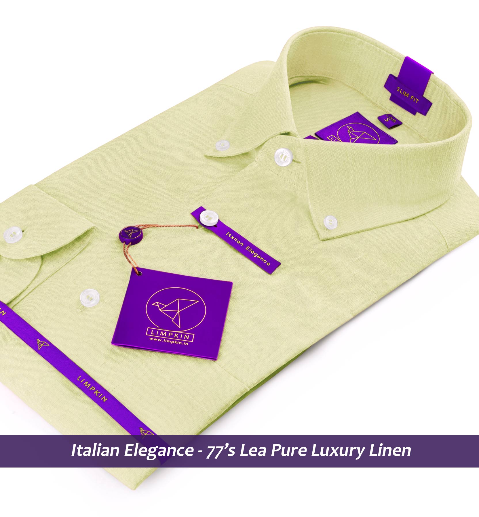 Moldova- Tea Green Linen- Button Down- 77's Lea Pure Luxury Linen