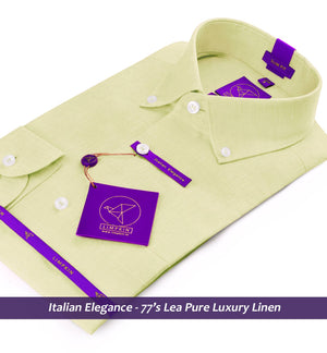 Moldova- Tea Green Linen- Button Down- 77's Lea Pure Luxury Linen