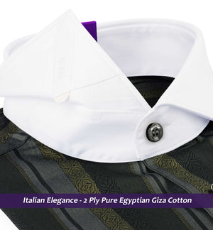 Pittsburgh- Grey & Beige Stripe- White Collar