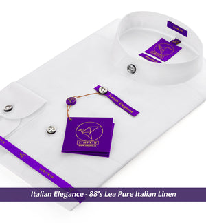 Trento- Pristine Pure White Linen- Contrast Details