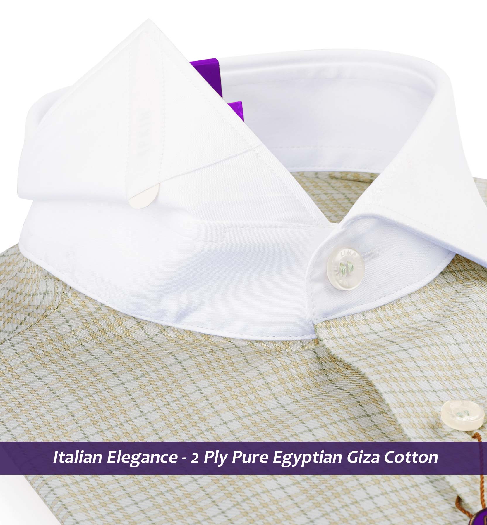 Dublin- Beige & Moss Green Check- White Collar