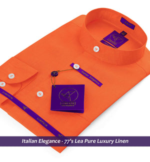 Navagio- Tangerine Orange Linen- Mandarin Collar