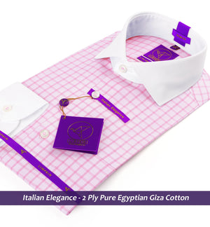 Zenith- Flamingo Pink & White Check- White Collar