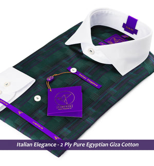 Sebastian- Emerald Green & Navy Stripe- White Collar