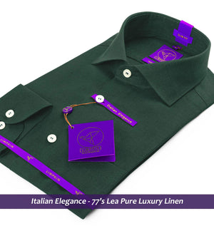 Cairoli- Emerald Green Solid Linen- 77's Lea Pure Luxury Linen