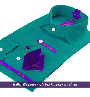 Brisbane- Emerald Green Solid Linen- 77's Lea Pure Luxury Linen