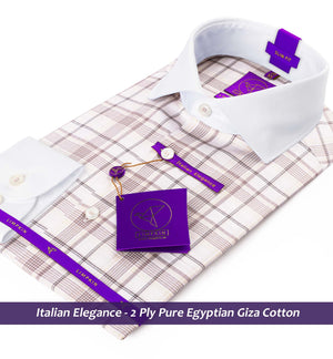 Venice- Prose Pink & Beige Check- White Collar
