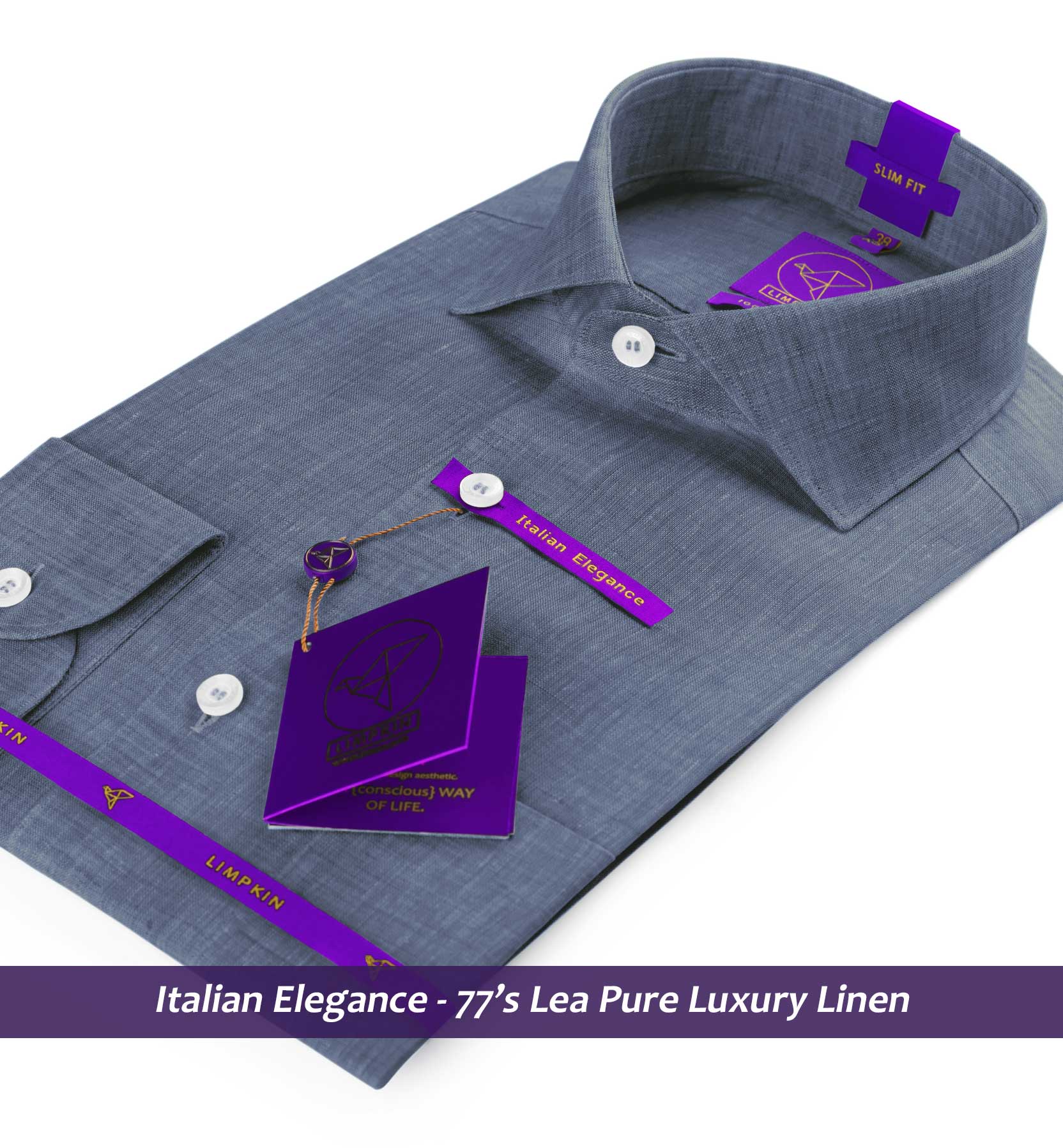 Devon- Flint Grey Solid Linen