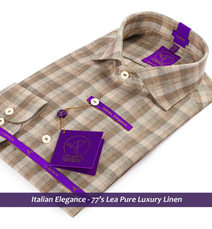 Faliraki- Beige & Brown Check Linen