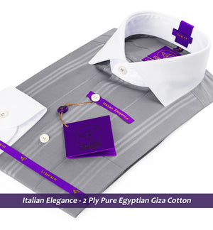 Portugal- Flint Grey Stripe- White Collar