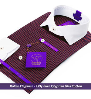 Elgin- Burgundy & Navy Structure- White Collar