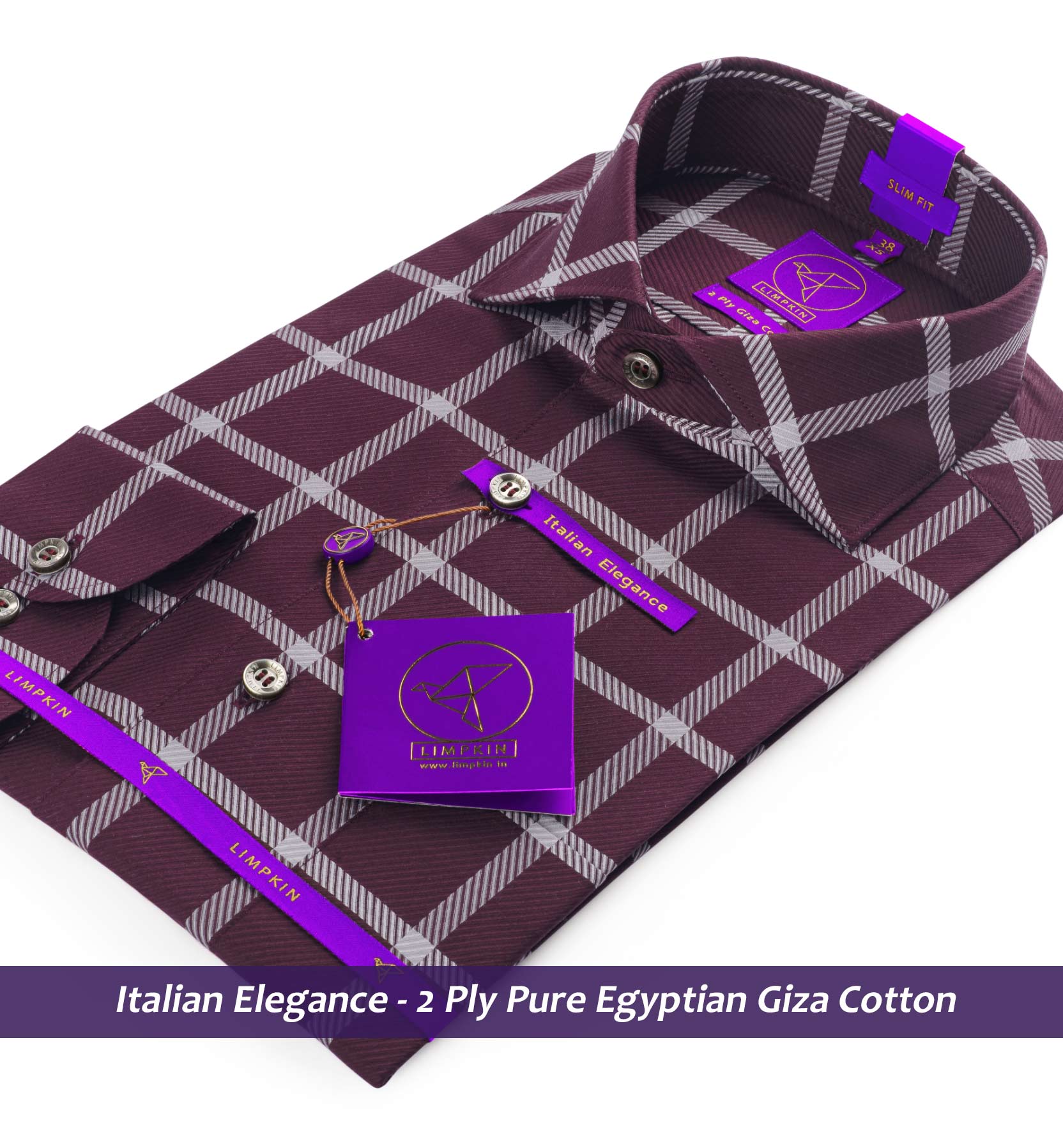 Amsterdam- Burgundy & Grey Check