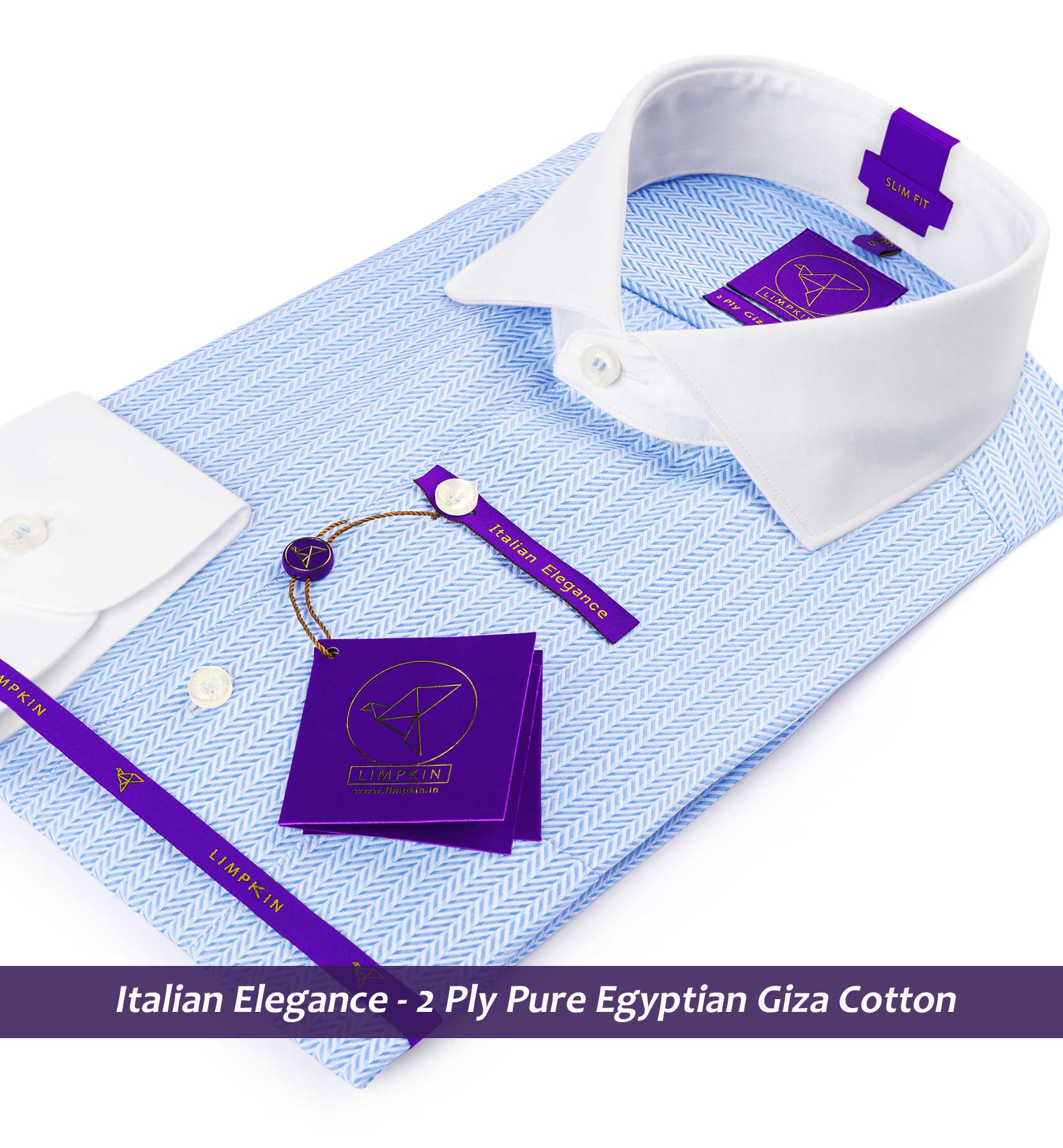 Morrison- Azure Blue & White Stripe- White Collar