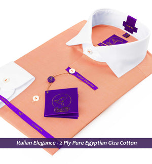 Genoa- Apricot Orange Solid- White Collar