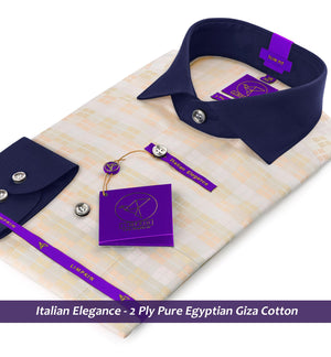 Montreux- Cantaloupe Orange Check- Navy Collar