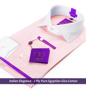 Cupertino- Lemonade Pink Stripe- White Collar