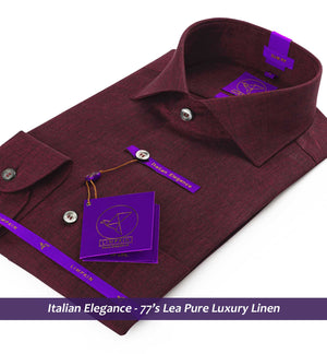 Portugal- Burgundy Solid Linen- 77's Lea Pure Luxury Linen
