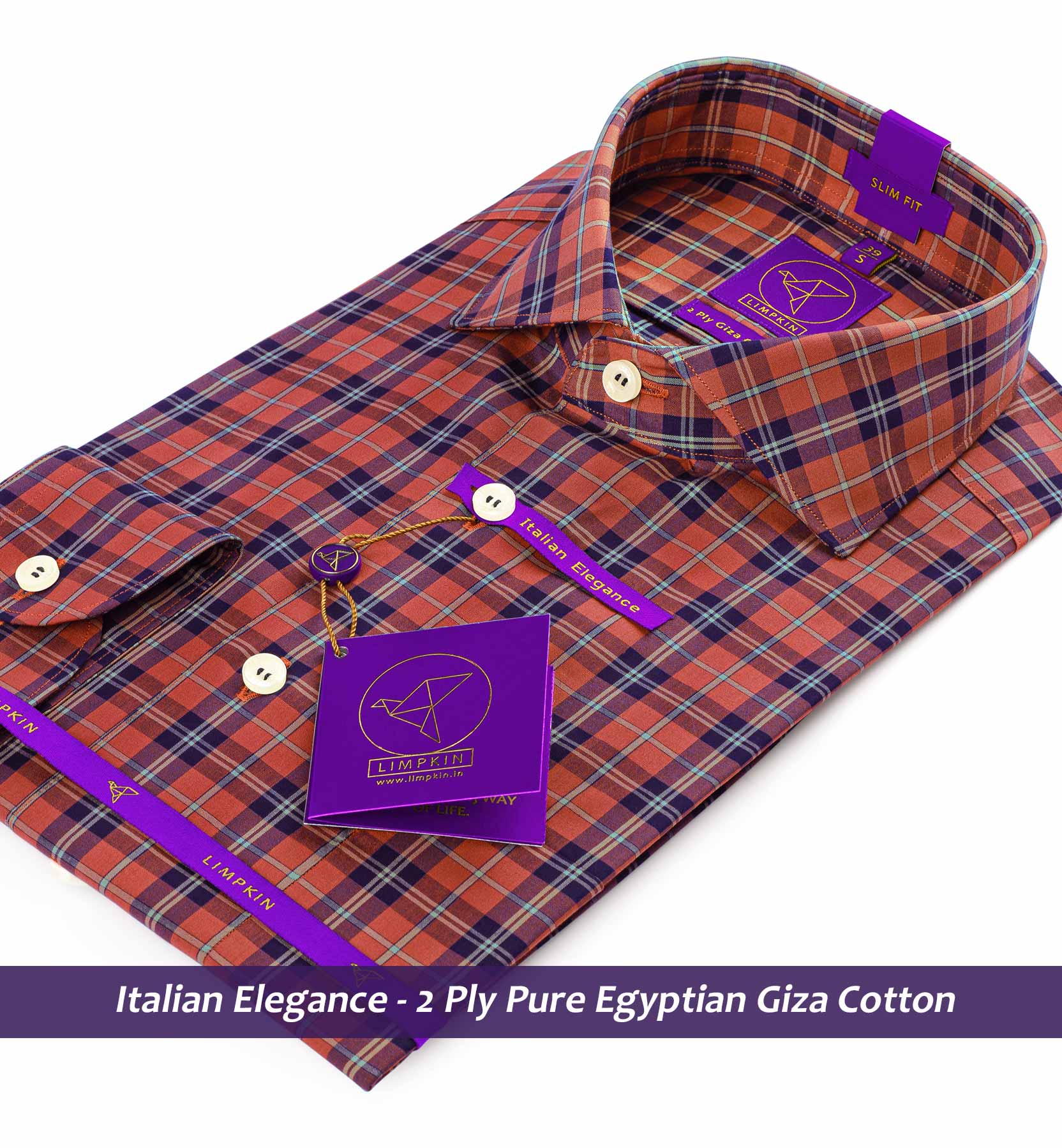 Sorrento- Bronze Orange & Navy Check