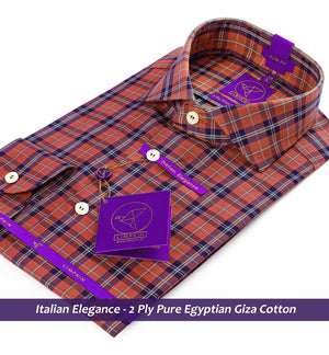 Sorrento- Bronze Orange & Navy Check