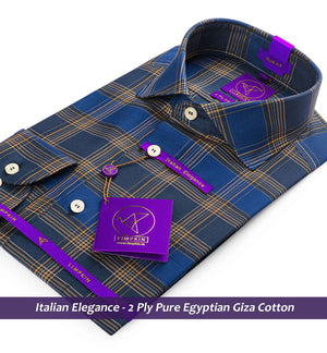 Monza- Navy Blue & Orange Check