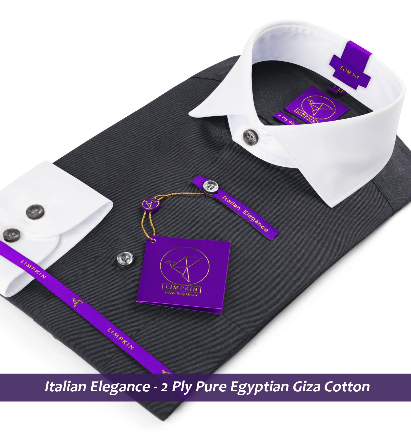 Toulouse- Anchor Grey Solid- White Collar