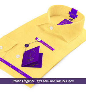 Rochelle- Daffodil Yellow Solid Linen- 77's Lea Pure Luxury Linen