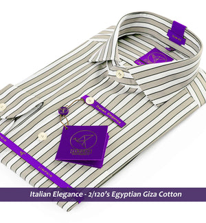 Columbus- Beige & Mocha Brown Stripe