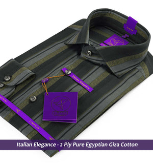 Fribourg- Grey & Beige Motif Stripe