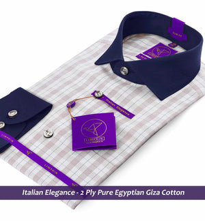 Portugal- Mulberry Burgundy & White Check- Navy Collar