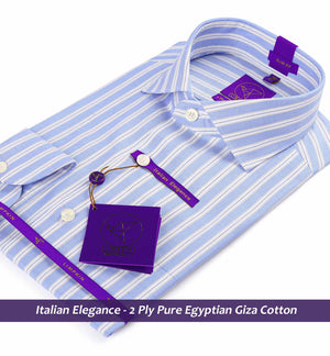 Navona- Azure Blue & Navy Stripe