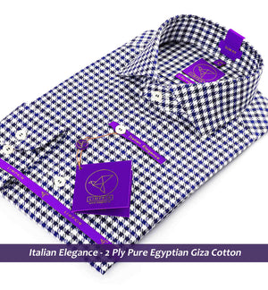 Cairoli- Navy & White Magical Check- 2 Ply Egyptian Giza Cotton- Delivery from 25th August