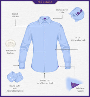 Porus- Periwinkle Lilac Solid Linen- Button Down- 77's Lea Pure Luxury Linen- Delivery from 5th Aug