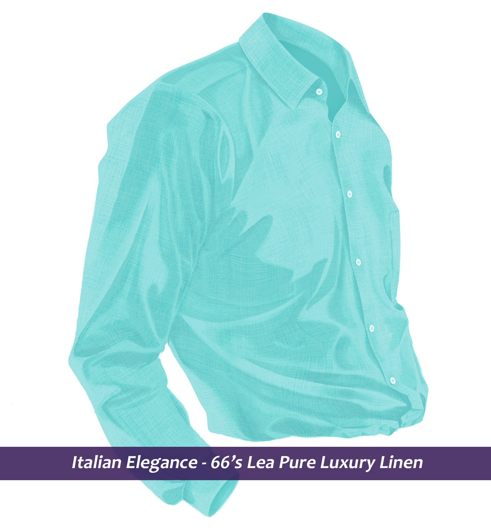 Fontana- Turquoise Green Solid Linen- 66's Lea Pure Luxury Linen