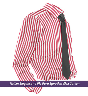 Frankfurt- Coral Red & White Magical Stripe- 2 Ply Pure Egyptian Giza Cotton