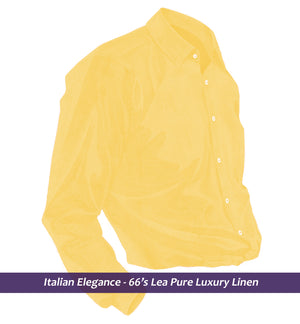 Loreto- Canary Yellow Solid Linen- 66's Lea Pure Luxury Linen-Delivery from 2nd Dec