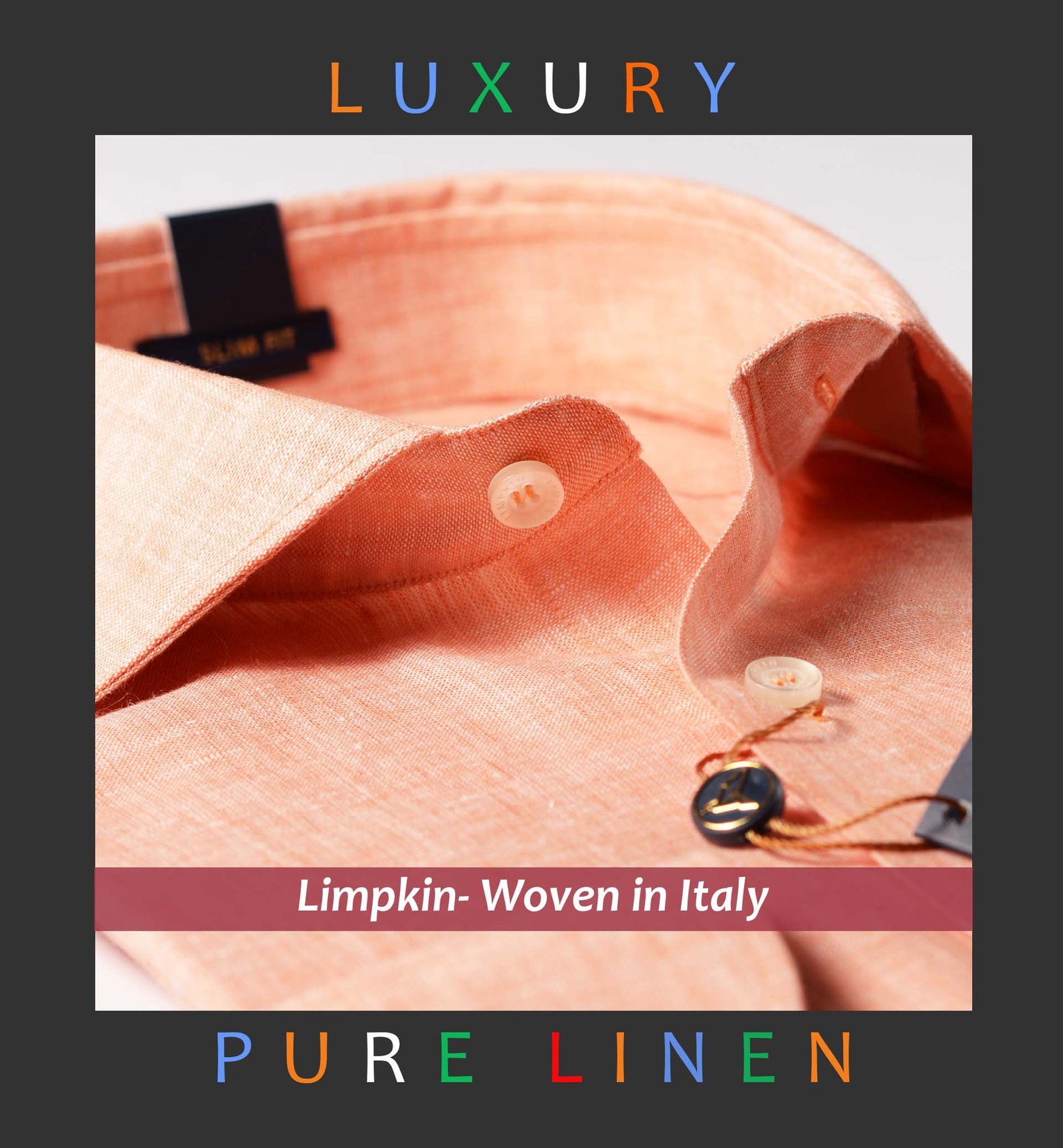 Turin- Orange Solid Linen- 66's Lea Pure Luxury Linen