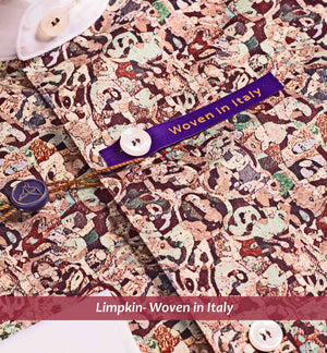 Beige & Burgundy Abstract Print