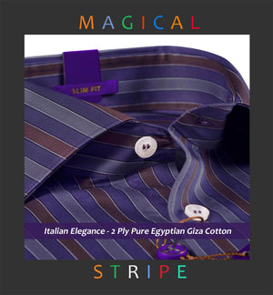 Cambridge- Indigo Blue & Steel Grey Magical Stripe
