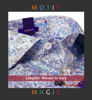 REIMS- NAVY & TURQUOISE MAGICAL PAISLEY PRINT