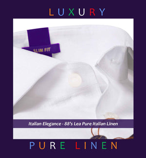 Vatican- Pristine Pure Solid White Linen- 88's Lea Pure Italian Linen