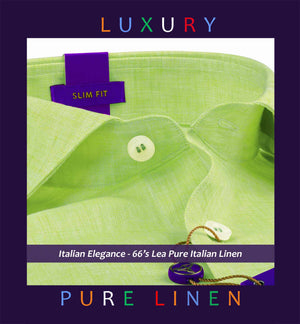 Cardiff- Lime Green Solid Linen- 66's Lea Pure Italian Linen