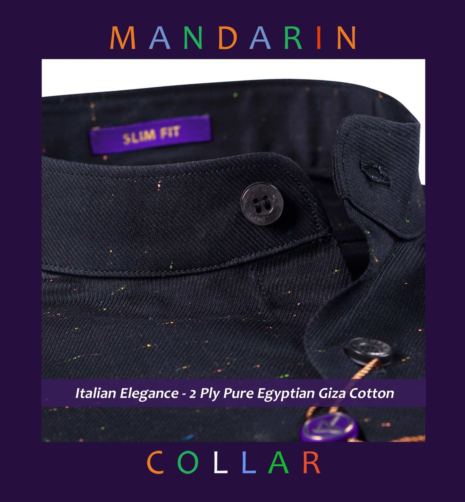 Trieste- Black Twill- Mandarin Collar